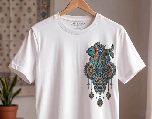 Mandala Fish Graphic Tee - Grey Rhino