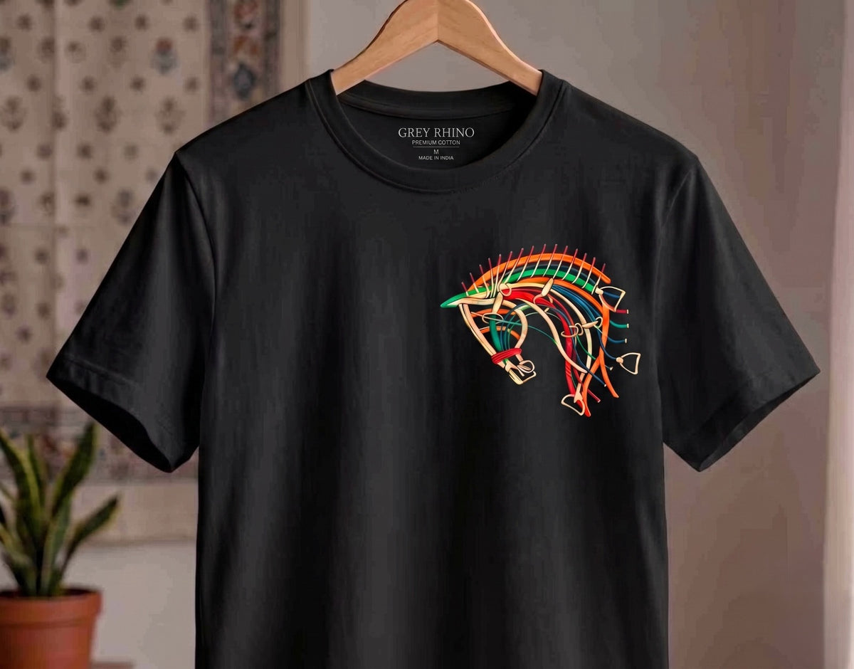 Wire Art Horse Graphic Tee - Grey Rhino